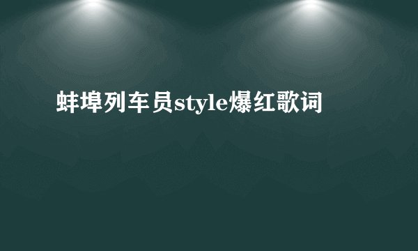 蚌埠列车员style爆红歌词