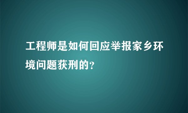 工程师是如何回应举报家乡环境问题获刑的？