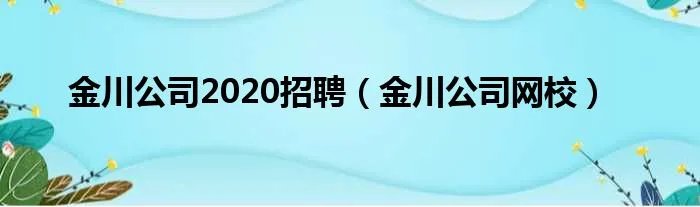 金川公司2020招聘（金川公司网校）