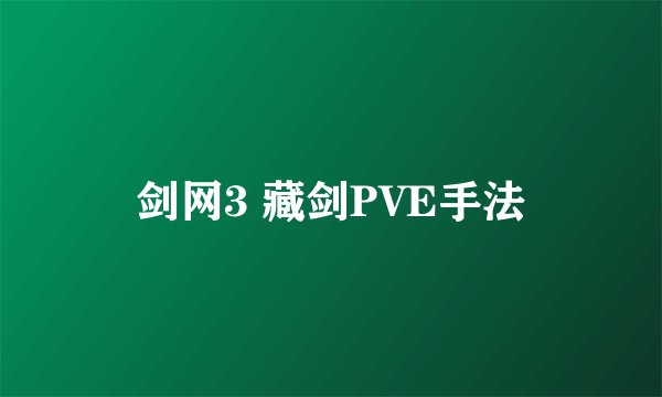 剑网3 藏剑PVE手法