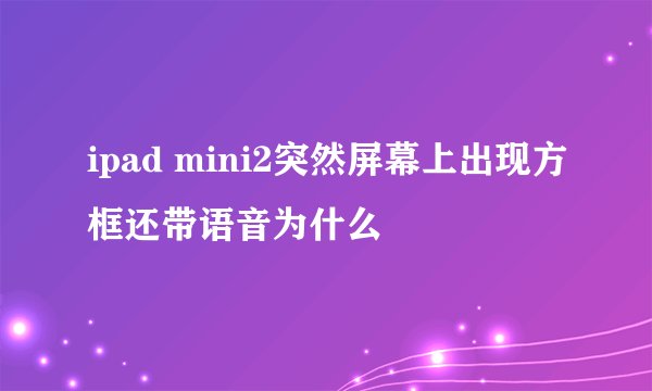 ipad mini2突然屏幕上出现方框还带语音为什么