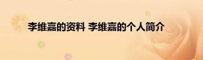 李维嘉的资料 李维嘉的个人简介