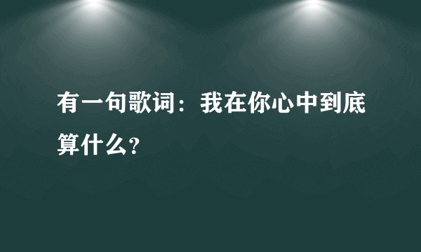 有一句歌词：我在你心中到底算什么？
