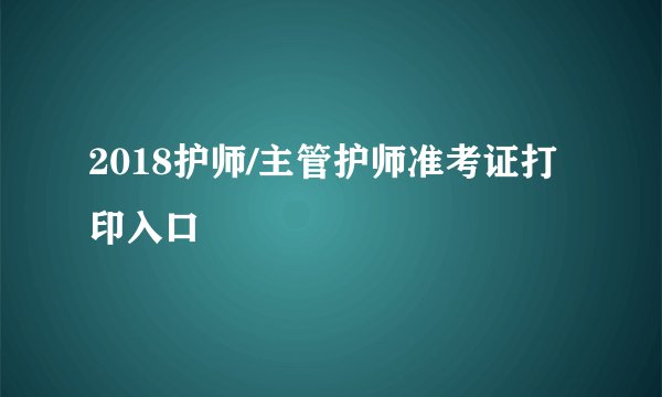 2018护师/主管护师准考证打印入口