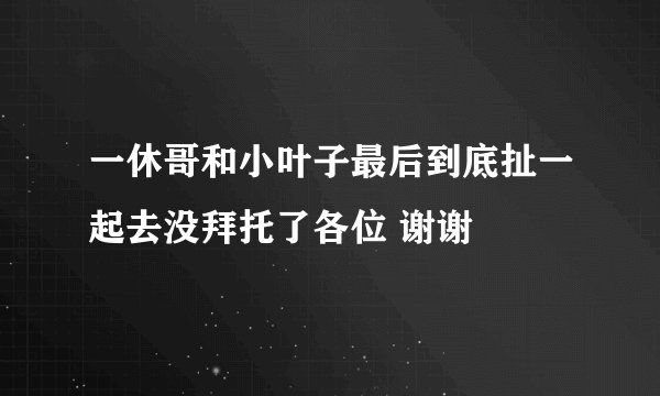 一休哥和小叶子最后到底扯一起去没拜托了各位 谢谢