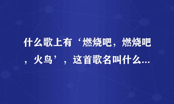 什么歌上有‘燃烧吧，燃烧吧，火鸟’，这首歌名叫什么麻烦告诉我