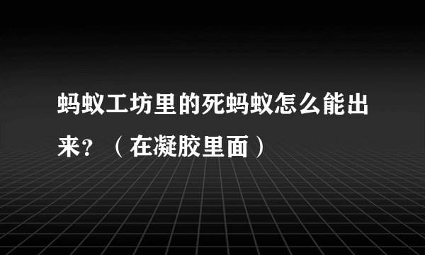蚂蚁工坊里的死蚂蚁怎么能出来？（在凝胶里面）