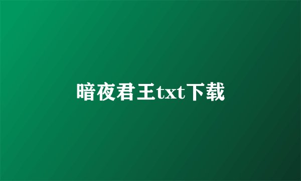 暗夜君王txt下载