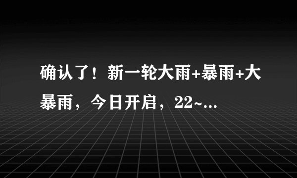 确认了！新一轮大雨+暴雨+大暴雨，今日开启，22~24日天气预报
