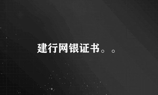 建行网银证书。。