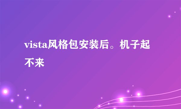 vista风格包安装后。机子起不来