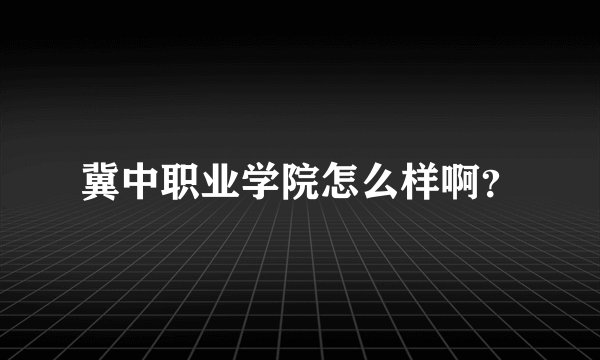 冀中职业学院怎么样啊？