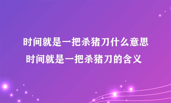 时间就是一把杀猪刀什么意思 时间就是一把杀猪刀的含义