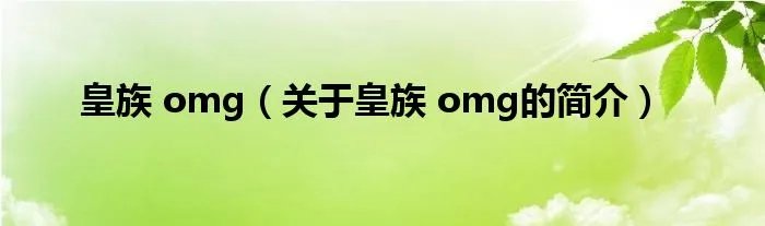 皇族 omg（关于皇族 omg的简介）