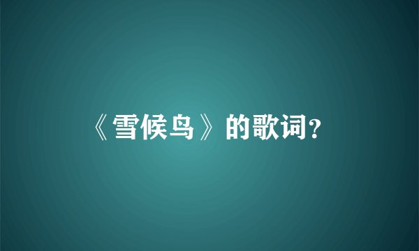 《雪候鸟》的歌词？
