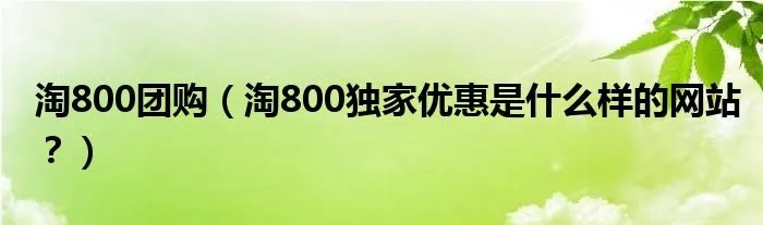 淘800团购（淘800独家优惠是什么样的网站？）