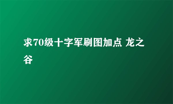 求70级十字军刷图加点 龙之谷