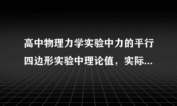 高中物理力学实验中力的平行四边形实验中理论值，实际测量值的定义