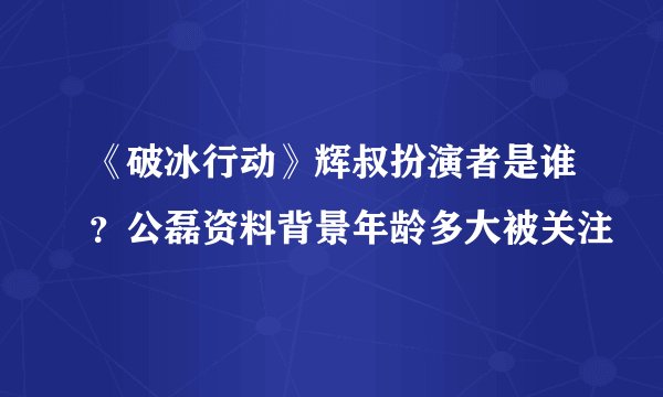 《破冰行动》辉叔扮演者是谁？公磊资料背景年龄多大被关注