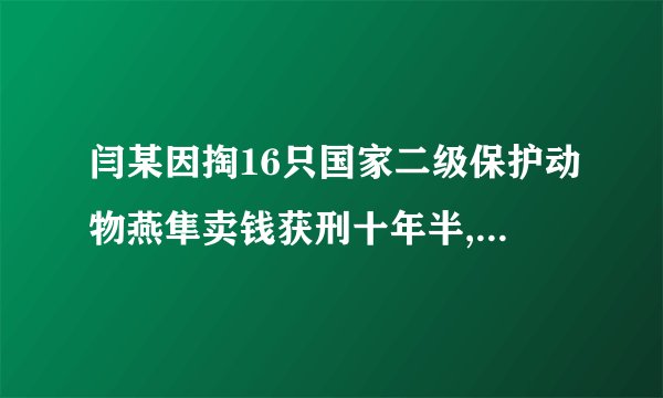 闫某因掏16只国家二级保护动物燕隼卖钱获刑十年半,有人觉得这是小题大做. 判断:_________;理由:_________.