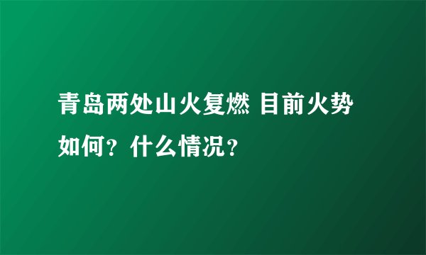 青岛两处山火复燃 目前火势如何？什么情况？