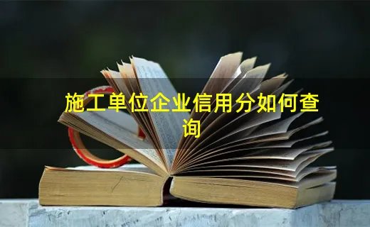 施工单位企业信用分如何查询