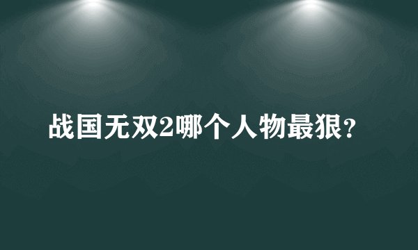 战国无双2哪个人物最狠？