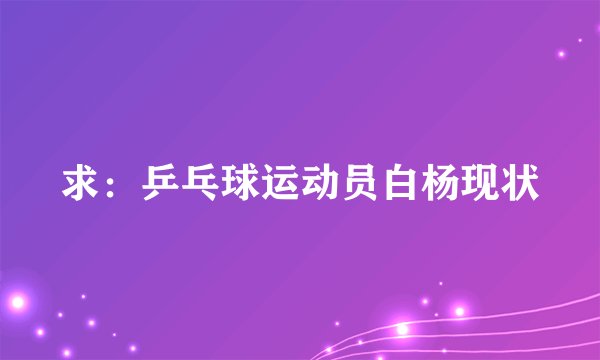 求：乒乓球运动员白杨现状