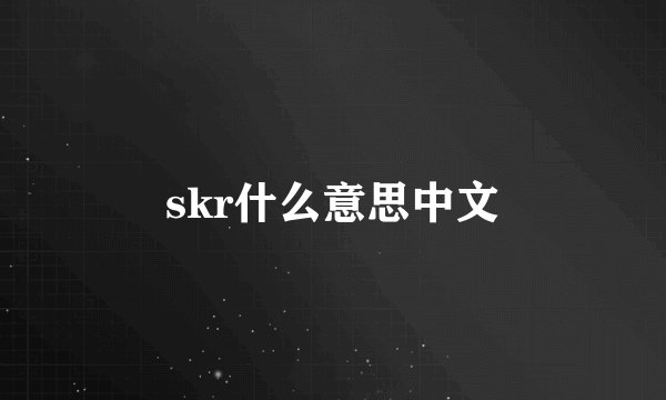 skr什么意思中文