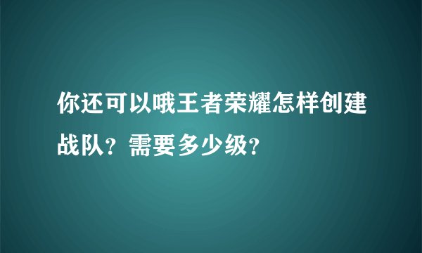 你还可以哦王者荣耀怎样创建战队？需要多少级？
