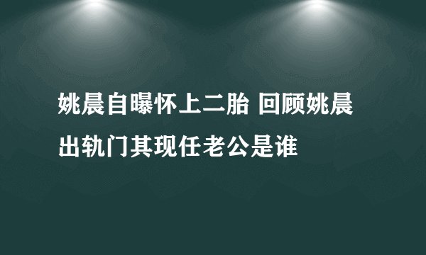 姚晨自曝怀上二胎 回顾姚晨出轨门其现任老公是谁