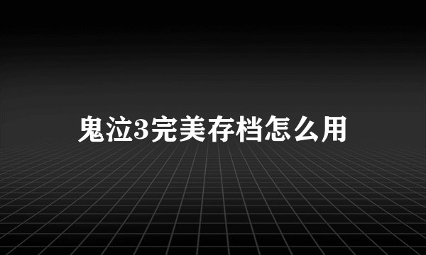鬼泣3完美存档怎么用