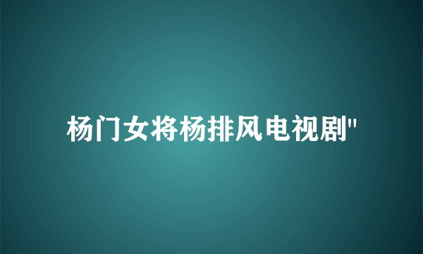 杨门女将杨排风电视剧
