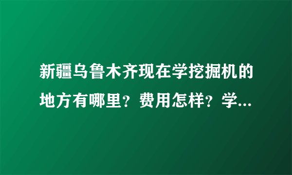 新疆乌鲁木齐现在学挖掘机的地方有哪里？费用怎样？学成后好找工作吗？