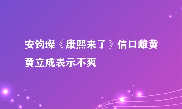 安钧璨《康熙来了》信口雌黄黄立成表示不爽