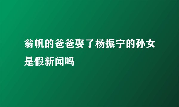 翁帆的爸爸娶了杨振宁的孙女是假新闻吗