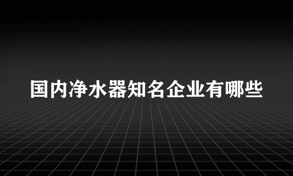 国内净水器知名企业有哪些
