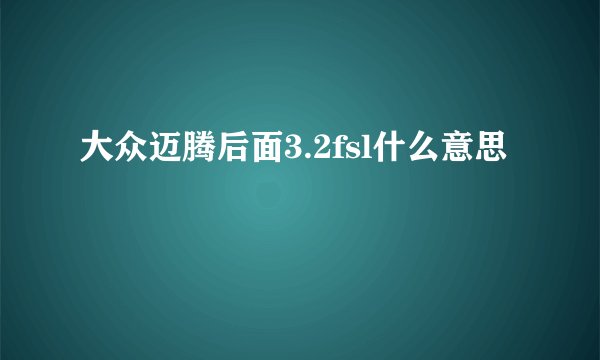 大众迈腾后面3.2fsl什么意思