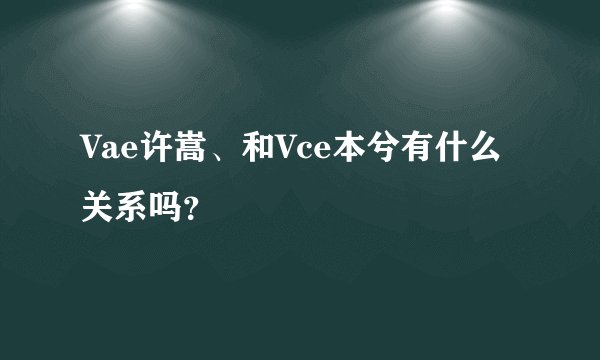Vae许嵩、和Vce本兮有什么关系吗？
