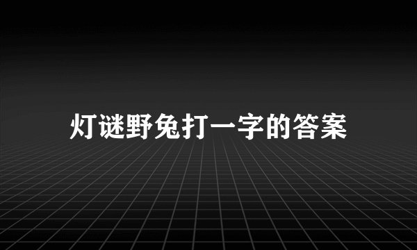 灯谜野兔打一字的答案