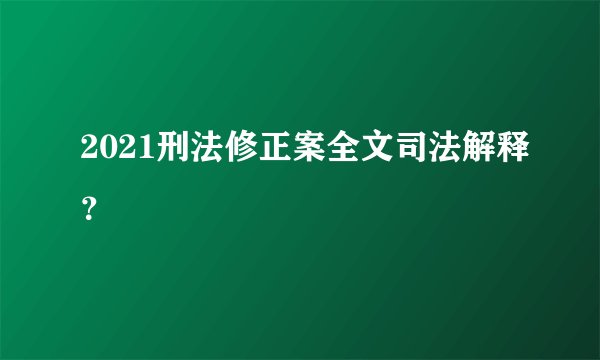 2021刑法修正案全文司法解释？