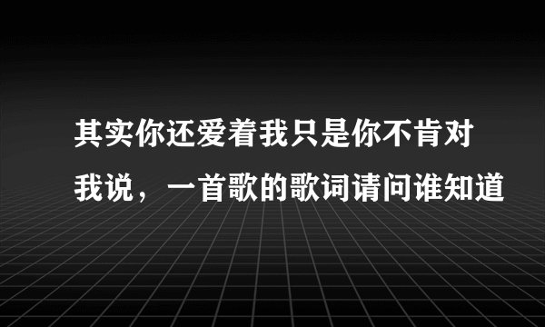 其实你还爱着我只是你不肯对我说，一首歌的歌词请问谁知道
