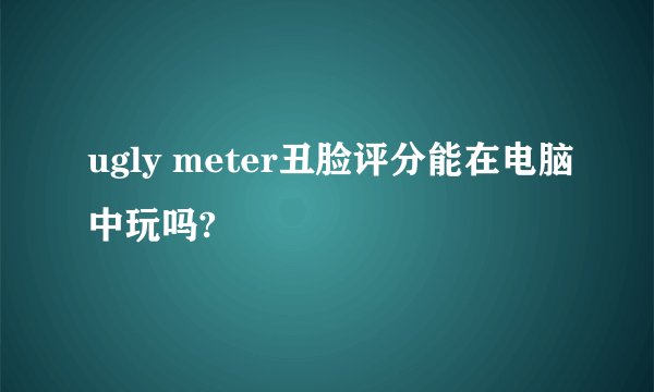 ugly meter丑脸评分能在电脑中玩吗?