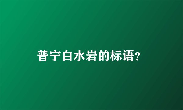 普宁白水岩的标语？