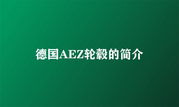 德国AEZ轮毂的简介