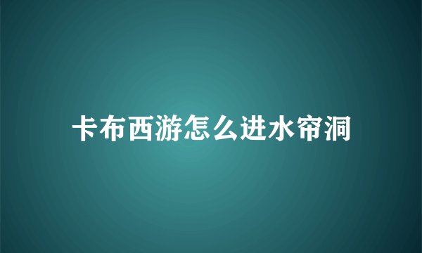 卡布西游怎么进水帘洞