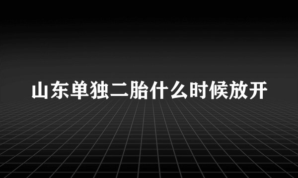 山东单独二胎什么时候放开