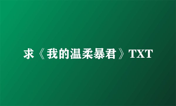求《我的温柔暴君》TXT