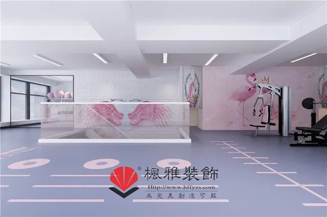 合肥健身工作室装修，粉色系INS风健身房设计效果图