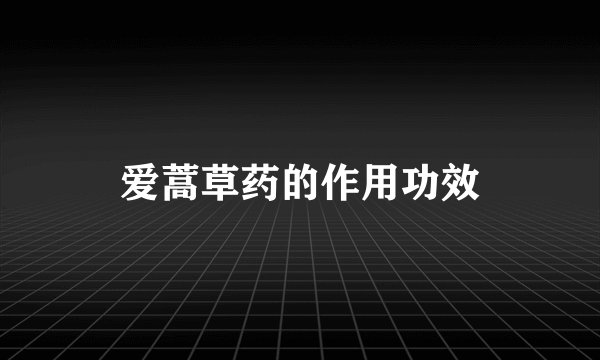 爱蒿草药的作用功效
